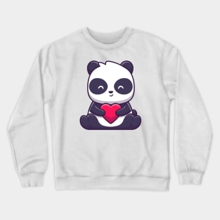 Cute panda sitting and holding love Crewneck Sweatshirt